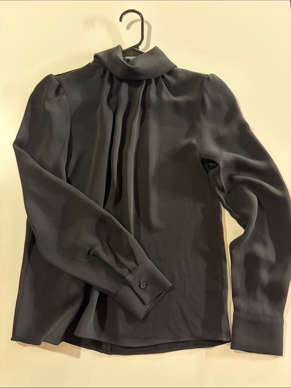 Aritzia Black High-Neck Long-Sleeve Blouse